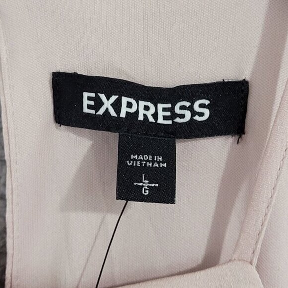 NWT Express Womens Pink Ruffle Hem Halter Neck Midi‎  Dress L High low - Picture 4 of 9